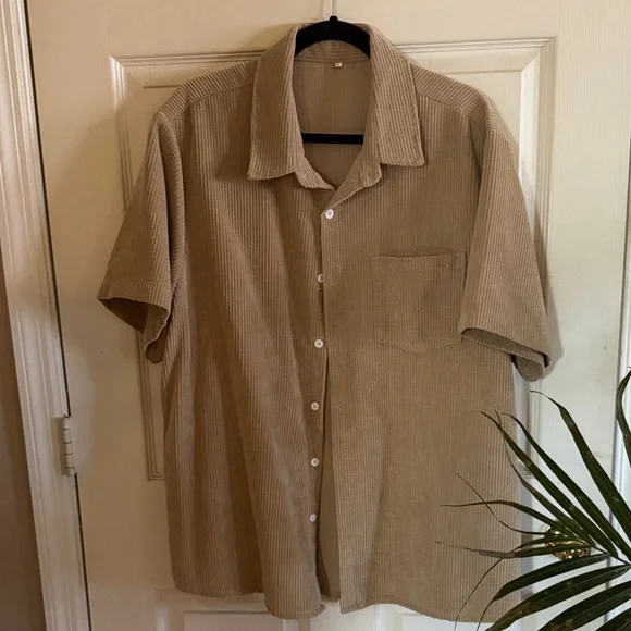 Men's Tan Corduroy Shirt - Picture 3 of 3